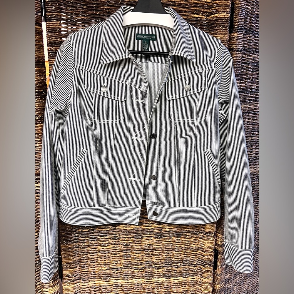 Ralph Lauren Black and White Jean Jacket, Size: Medium, Pre-Owned